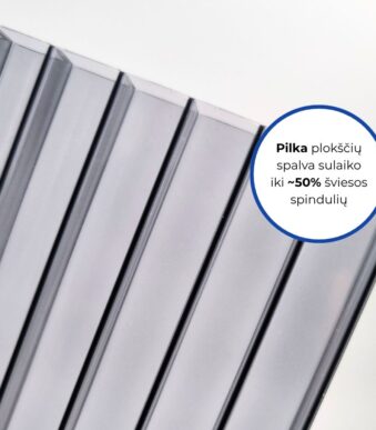 kanalinis polikarbonats pilka