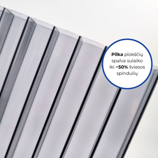 kanalinis polikarbonats pilka